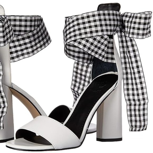 NEW Guess Pump Allison's Women White Leather Checkered Ribbon - Picture 12 of 14